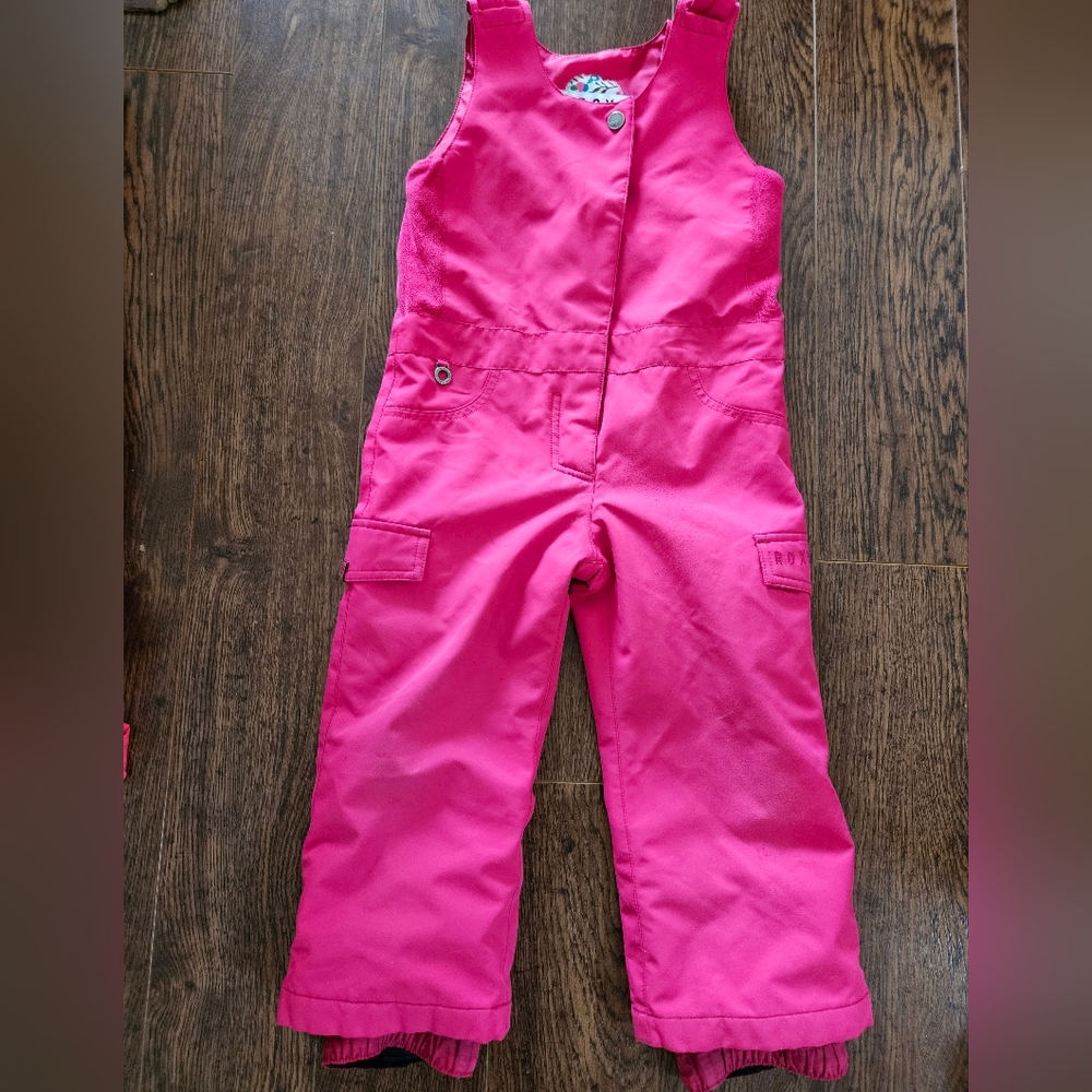 Roxy Girls Bright Pink Snow Overalls